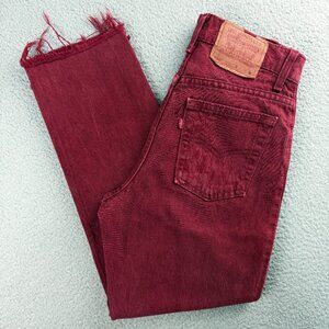 Vintage Levis 550 Jeans Women 8 Pants Red Raw Hem Relaxed Tapered Denim USA Made